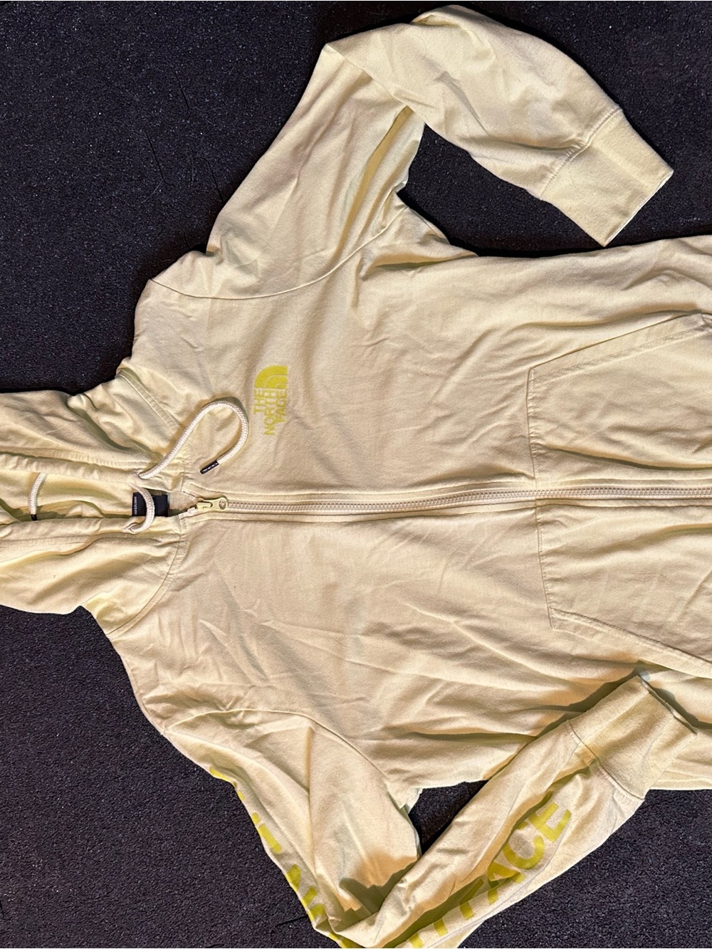 The North Face Women's neon Yellow Full-Zip Hoodie Jersey material Jacket
